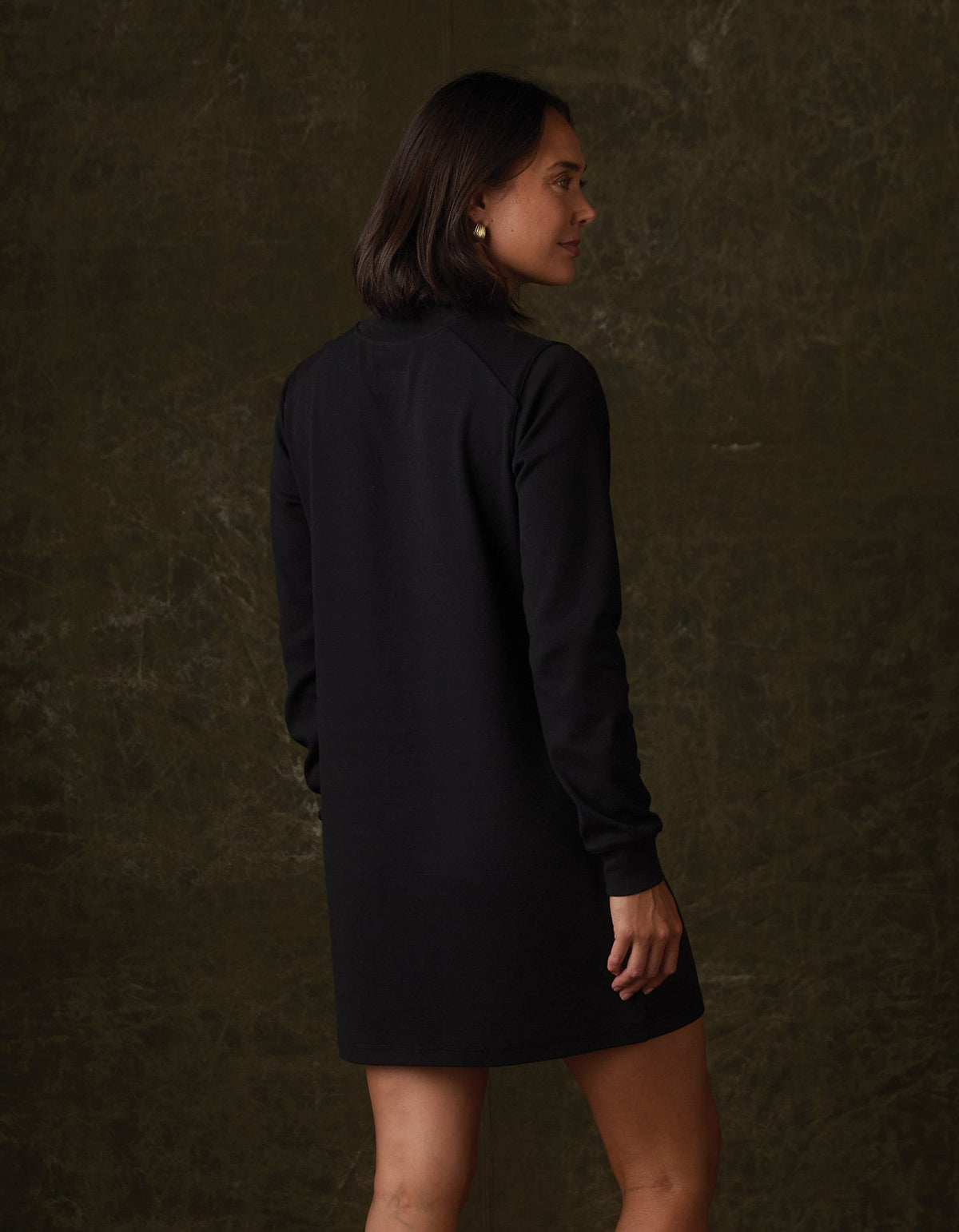 Puremeso Mockneck Everyday Dress in Black