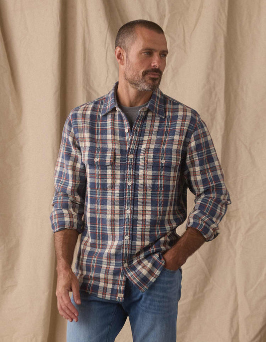 Mountain Textured Overshirt in Mineral Blue