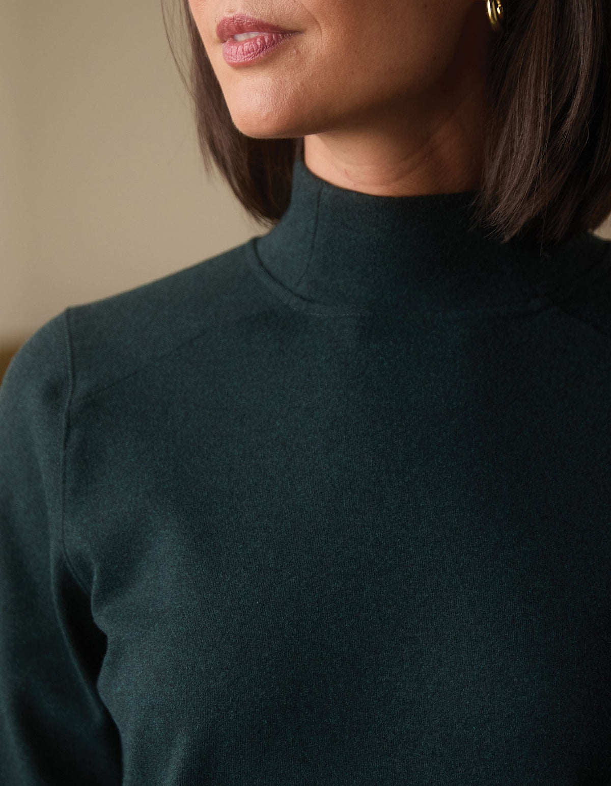 Puremeso Mockneck Everyday Dress in Emerald